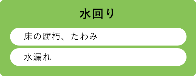 水回り　床の不朽　たわみ　水漏れ